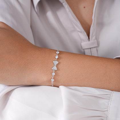 Ribbon Design Bow Grace Diamond Adjustable Bracelet for Women