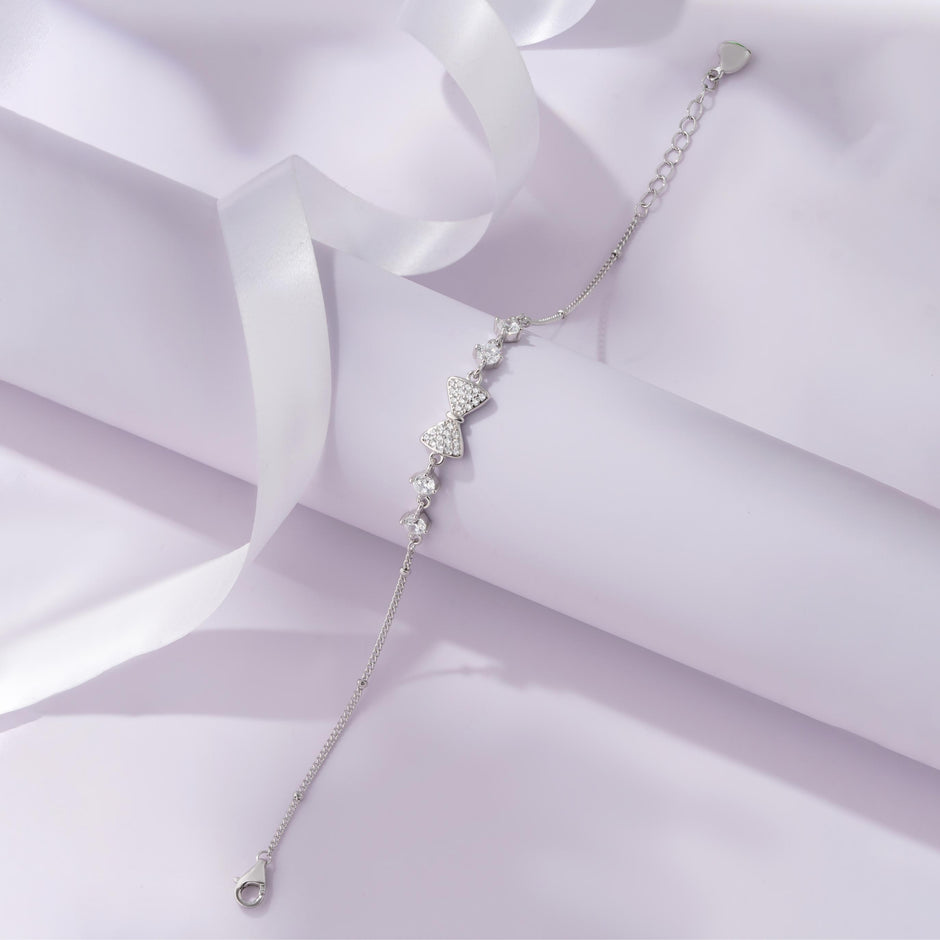Ribbon Design Bow Grace Diamond Adjustable Bracelet for Women