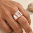 Cluster CZ Diamond 925 Sterling Silver Rose Gold Ring for Men