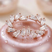 Rose Gold Half Circle Diamond 925 Sterling Silver Stud Earrings for Women