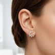 Rose Gold Half Circle Diamond 925 Sterling Silver Stud Earrings for Women