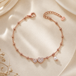 Rose gold 925 sterling silver heart pearl bracelet for women