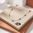 925 Sterling Rose Gold Station Necklace for Women with Blue Baguette CZ Stones, Minimalist Dainty Chain Necklace for Everyday Wear