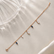 Rose gold 925 sterling silver bracelet with blue and white stones for women