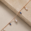Rose gold 925 sterling silver bracelet with blue and white stones for women
