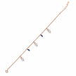 Rose gold 925 sterling silver bracelet with blue and white stones for women