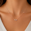 Rose Gold Bow CZ 925 Sterling Silver Pendant Chain for Women