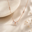 Rose Gold Bow CZ 925 Sterling Silver Pendant Chain for Women