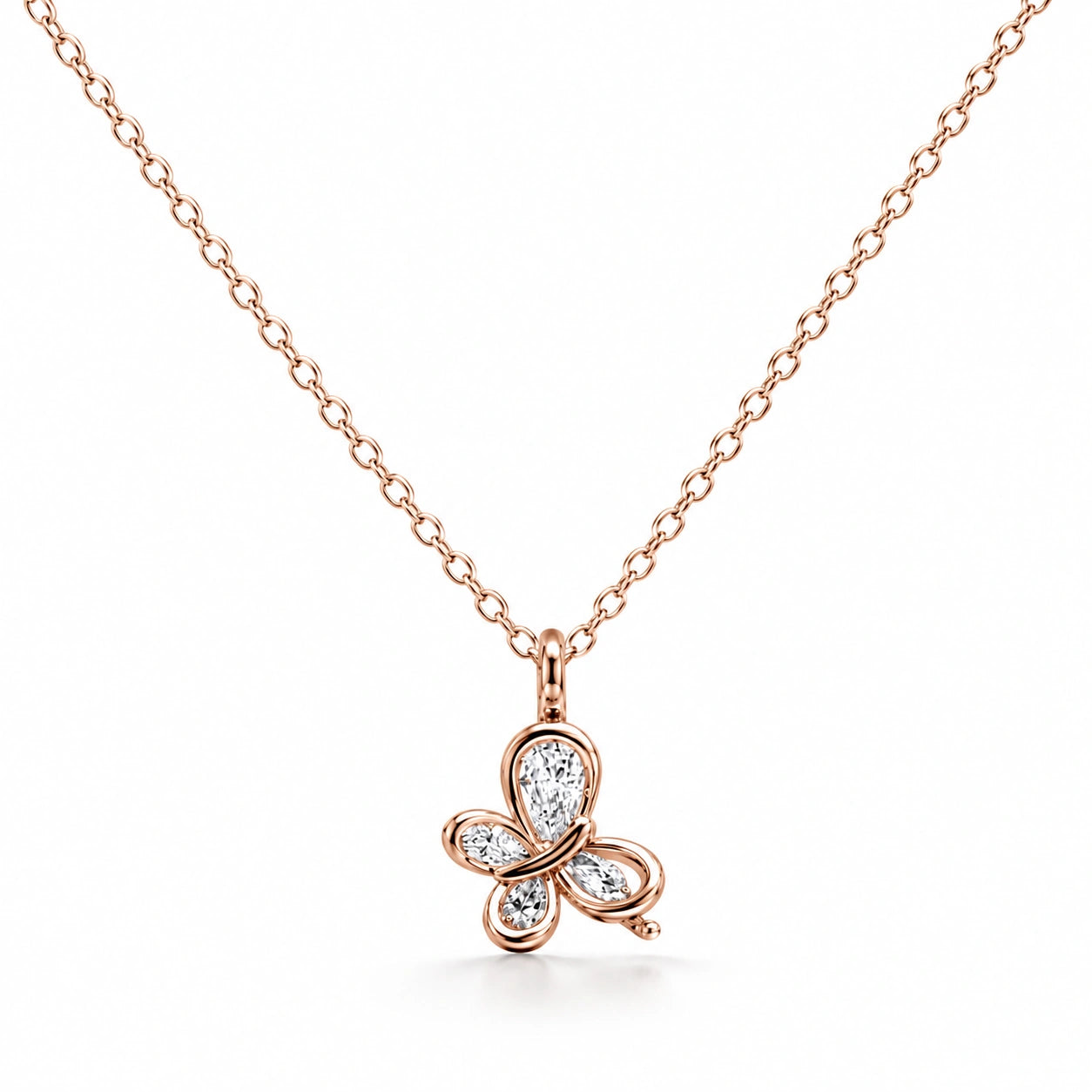Rose Gold Butterfly 925 Sterling Silver Pendant Chain for Women