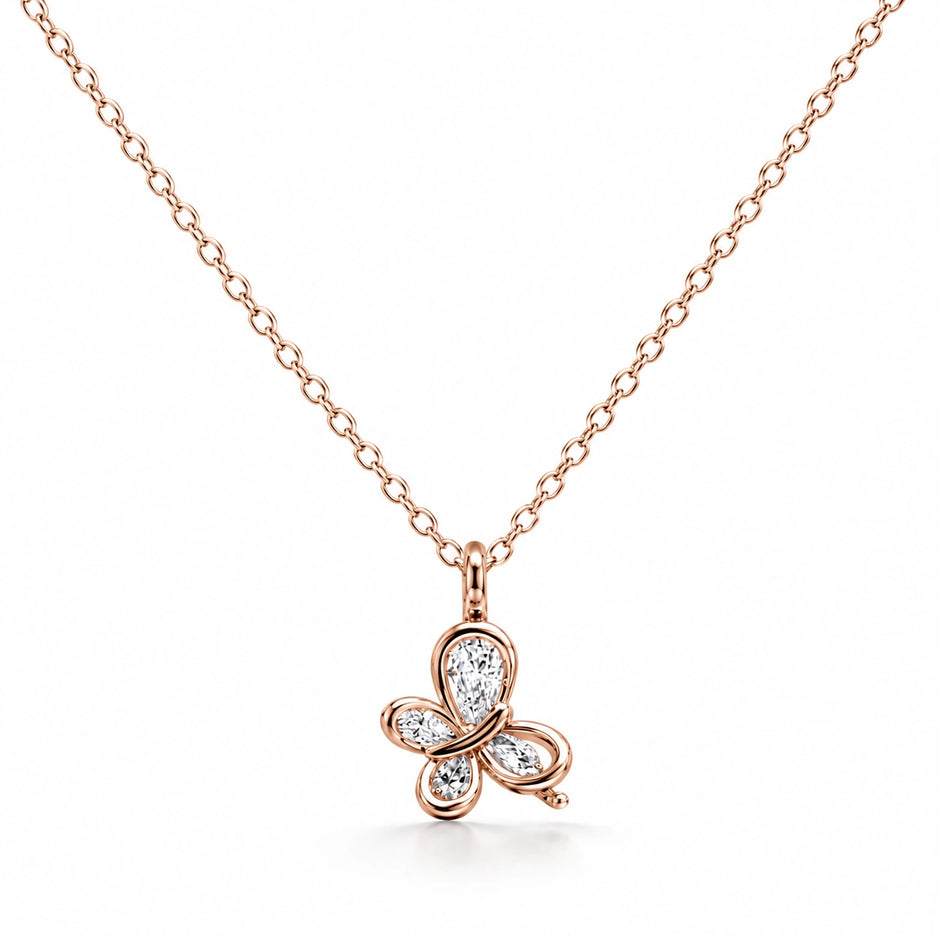 Rose Gold Butterfly 925 Sterling Silver Pendant Chain for Women