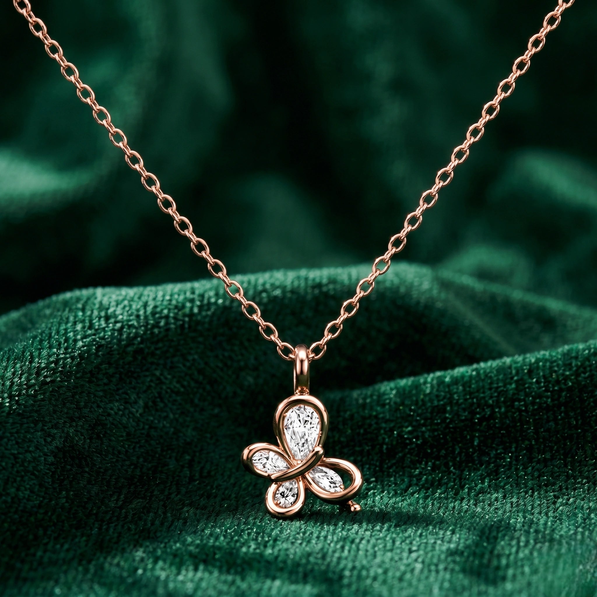 Rose Gold Butterfly 925 Sterling Silver Pendant Chain for Women