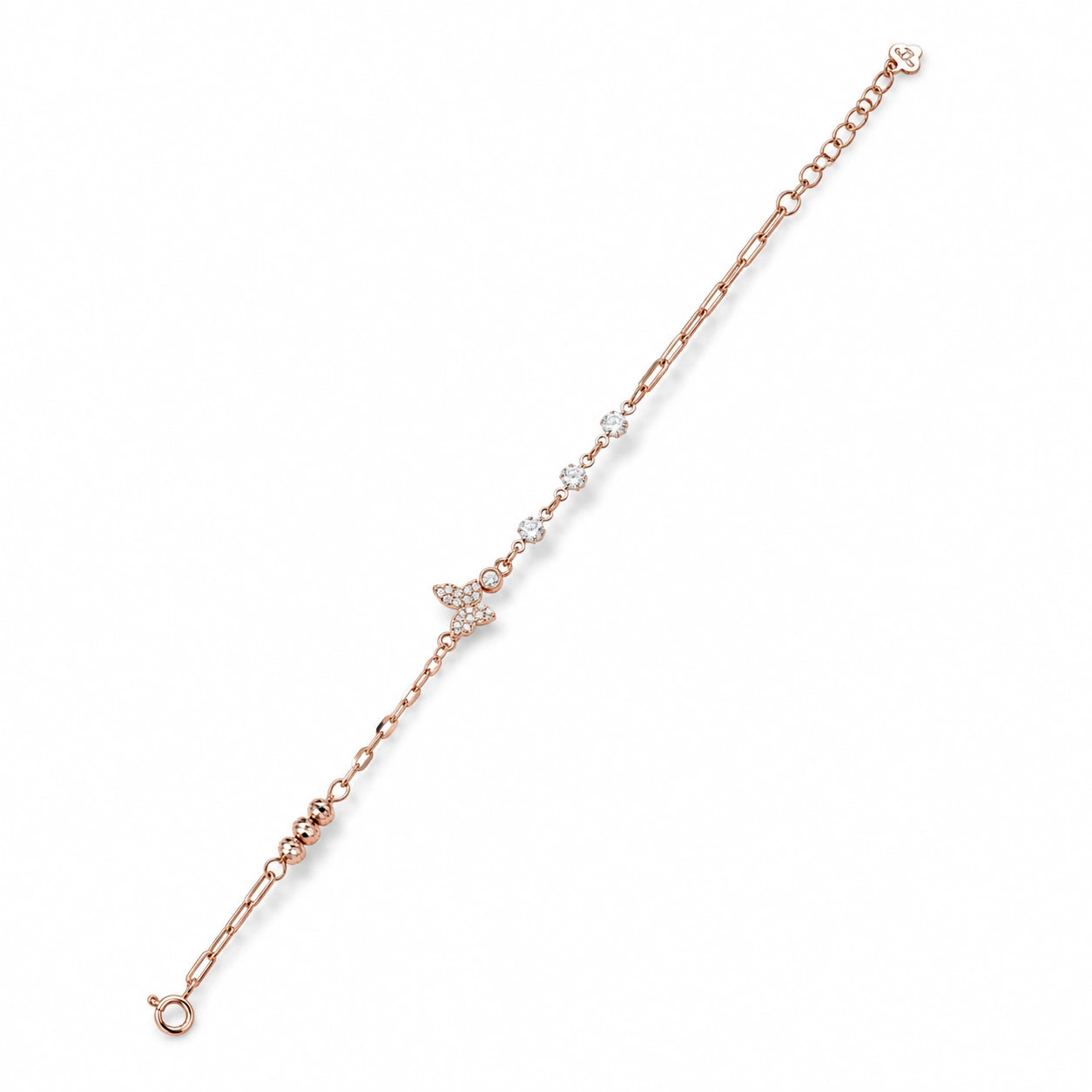 Rose gold 925 sterling silver butterfly bracelet for women