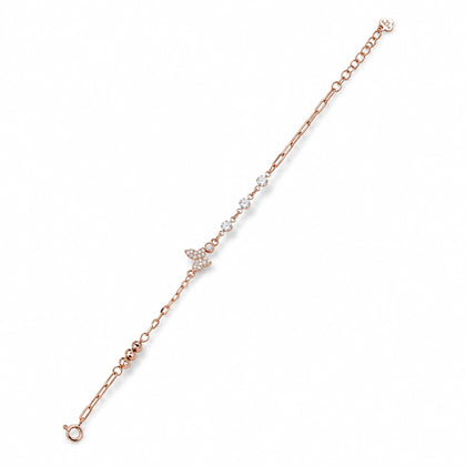 Rose gold 925 sterling silver butterfly bracelet for women