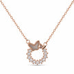 Rose Gold Butterfly Round CZ 925 Sterling Silver Pendant Chain for Women