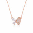 Rose Gold Butterfly & Teardrop Pendant 925 Sterling Silver Chain for Women