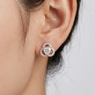 Silver Clover Diamond 925 Sterling Silver Stud Earrings for Women