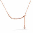 Rose Gold Curved Bar 925 Sterling Silver Pendant Chain for Women