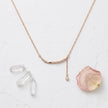 Rose Gold Curved Bar 925 Sterling Silver Pendant Chain for Women