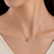 Rose Gold Double Charm 925 Sterling Silver Pendant Chain for Women