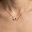 Rose Gold Double Heart 925 Sterling Silver Pendant Chain for Women