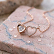 Rose Gold Double Heart 925 Sterling Silver Pendant Chain for Women