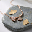 Rose Gold Double Leaf Pendant Chain for Women