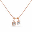 Rose Gold Double Square White Stone Pendant Chain for Women