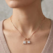 Rose Gold Double Square White Stone Pendant Chain for Women