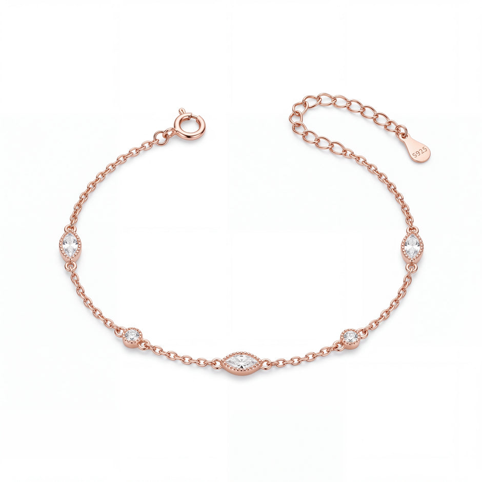 Rose gold 925 sterling silver evil eye crystal bracelet for women