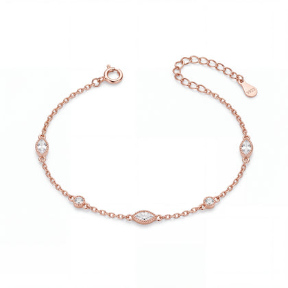 Rose gold 925 sterling silver evil eye crystal bracelet for women