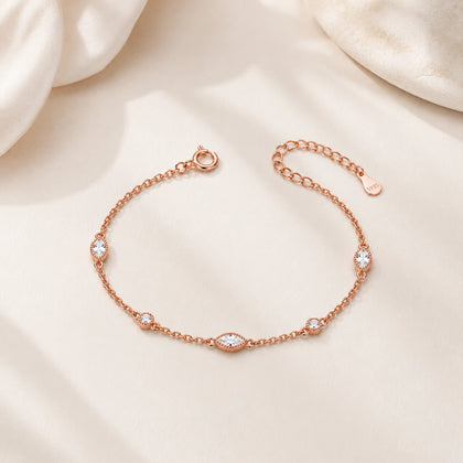 Rose gold 925 sterling silver evil eye crystal bracelet for women