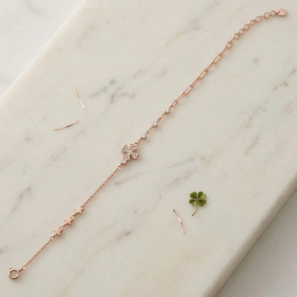 Rose gold 925 sterling silver floral star bracelet for women