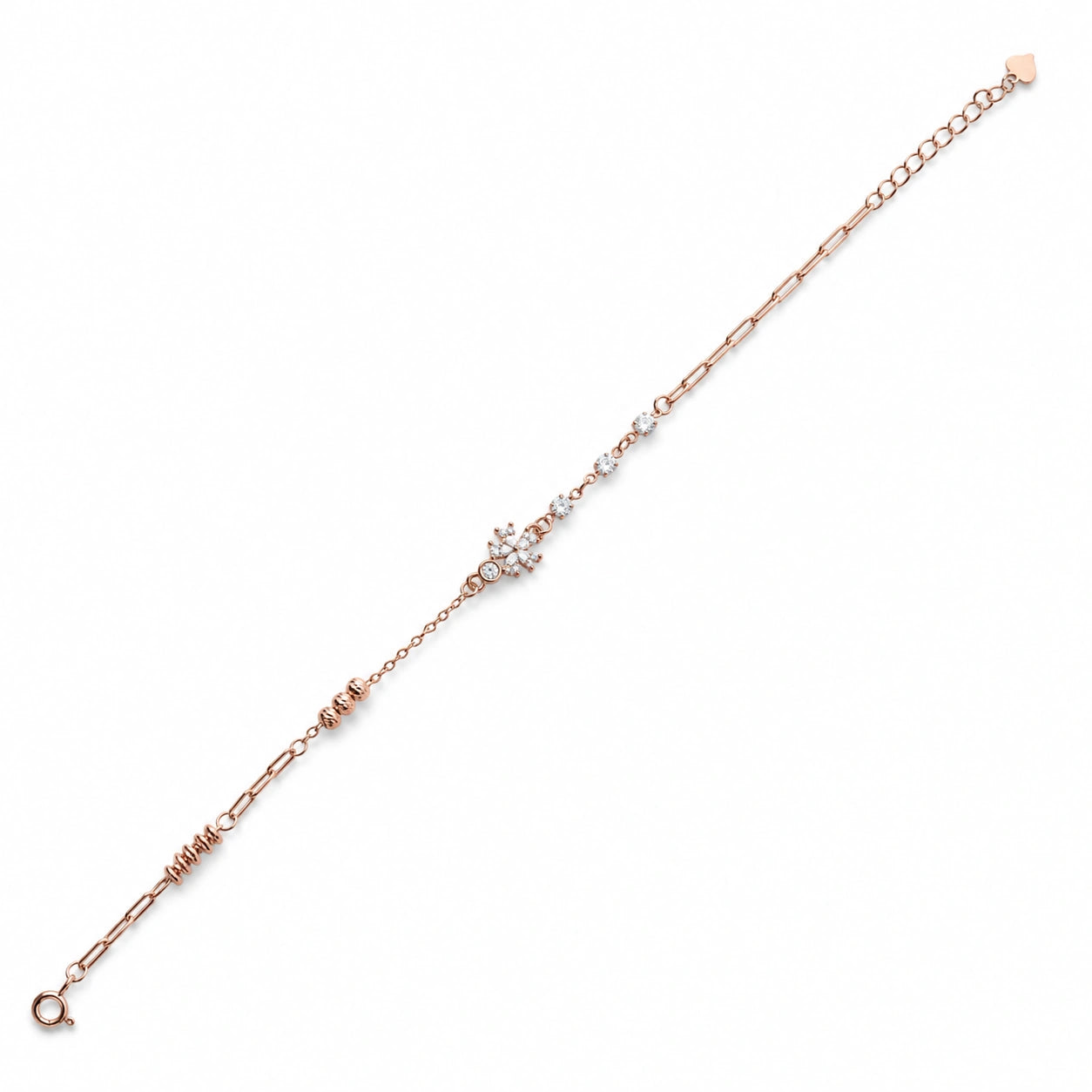 Rose gold 925 sterling silver flower bracelet for women