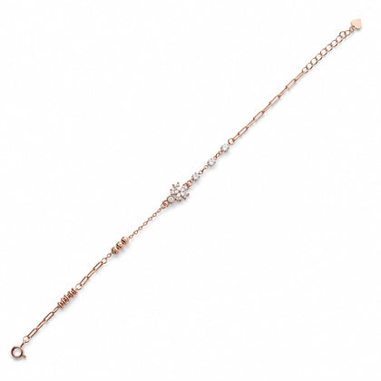 Rose gold 925 sterling silver flower bracelet for women
