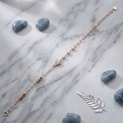 Rose gold 925 sterling silver flower bracelet for women
