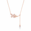 Rose Gold Flower & Square Charm 925 Sterling Silver Pendant Chain for Women