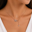 Rose Gold Flower & Square Charm 925 Sterling Silver Pendant Chain for Women