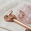 Rose Gold Open Square Diamond 925 Sterling Silver Stud Earrings for Women