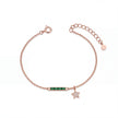 Rose gold 925 sterling silver green bar star bracelet for women