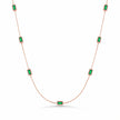 Rose Gold Green Rectangle Charm 925 Sterling Silver Chain for Women