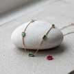 Rose Gold Green Rectangle Charm 925 Sterling Silver Chain for Women
