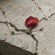 Rose Gold Green Rectangle Charm 925 Sterling Silver Chain for Women