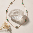 Rose Gold Green Rectangle Charm 925 Sterling Silver Chain for Women