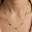 Rose Gold Green Rectangle Charm 925 Sterling Silver Chain for Women
