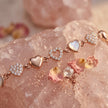 Rose gold 925 sterling silver heart charm bracelet for women