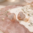 Rose Gold Heart Diamond 925 Sterling Silver Stud Earrings for Women