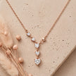 Rose Gold Heart Drop White Stone 925 Sterling Silver Pendant Chain for Women