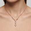 Rose Gold Heart Drop White Stone 925 Sterling Silver Pendant Chain for Women