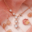 Rose Gold Heart Drop White Stone 925 Sterling Silver Pendant Chain for Women