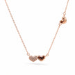 Rose Gold Heart Drop White Stone 925 Sterling Silver Pendant Chain for Women
